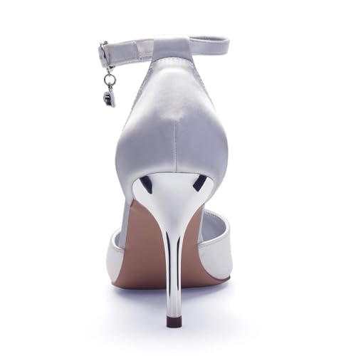 Womens Wedding Shoes Wedding Shoes for Women Ankle Strap Pointed Toe High Heeled Sandals Satin Surface Diamond Prom Evening Dress,Green,11(Red,4)4