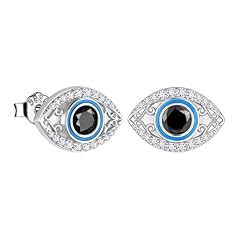 A,Blue Enamel Evil Eye Earrings