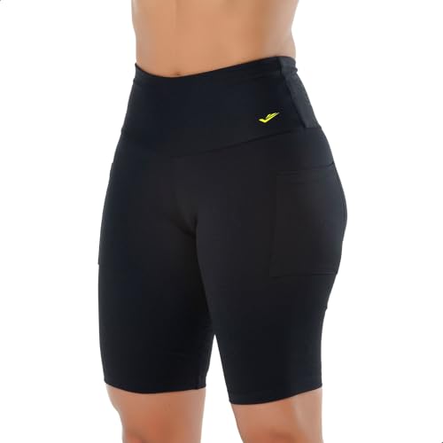 Bermuda Academia Feminina Elite Com Bolso Cós Alto Zero Transparência Fitness