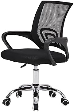 Jamiah Ergonomic Office Chair Adjustable Height Desk Chair Computer Swivel Chair Fabric Mesh Chair for Home Conference Office Furniture (Black)
