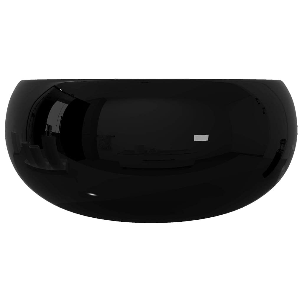 vidaXL Lavabo Redondo Cerámica Negro 40x15 cm Lavamanos Lavatorio Grifo Baño