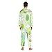 Yuiboo Fresh Green CloveAdults Unisex One Piecing Pajamas for Man Women Couples Costumes Hooded
