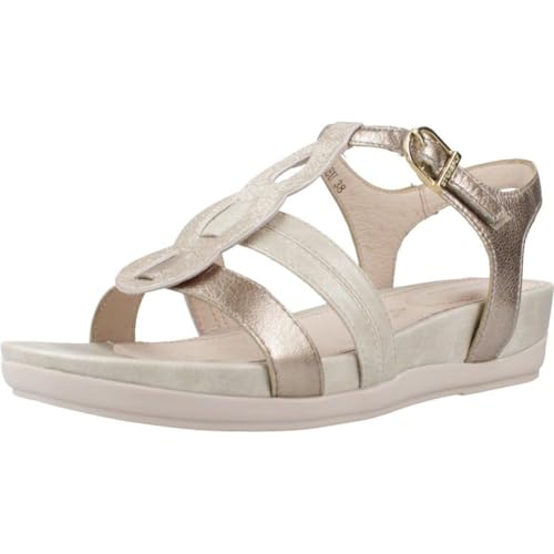 Stonefly Eve 31 S. Laminated D'or : sandales compensées en cuir doré pour femme