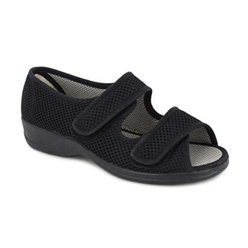Zapatillas para pies hinchados en personas mayores: Selección y consejos para una comodidad óptima MADE IN SPAIN 21744 Sandalia Tela Ancho SEÑORA Zapatillas Negro 39