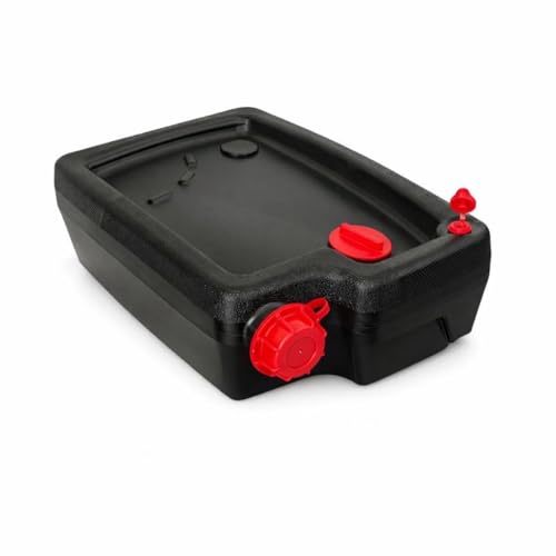 SELDIL 10 Quart Automotive Drain Pan Container, Low-Profile Oil Change Catch Basin with Pour Spout, 2 Side Handles, Black, HT-10QT for Garage