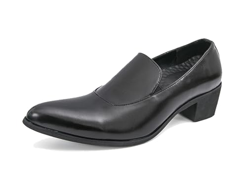 Minishion Pointed Toe Dressy Slip-ons Block Heel Business Formal Shoes3