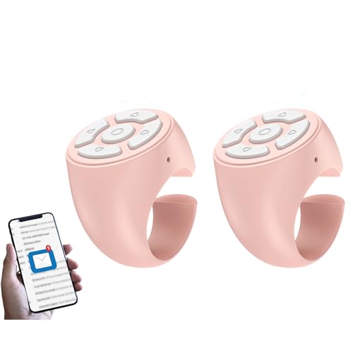 TIK-Tok - 2 Piezas de Desplazamiento inalámbrico para Dedo, diseño de Anillo, Control Remoto de de página, diseño de Anillo, Control de Volumen e Interfaz para el hogar (Rosa)