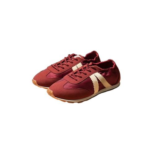 Image of Theater Fuji Casual Sneakers in Suede for Women | Stylish Flat Lace-Up Shoes | Lightweight Comfortable Footwear with Cushioned Insole