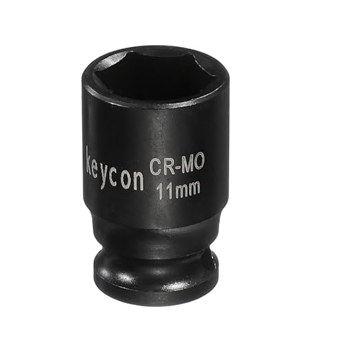 Image of sourcing map 6 Point Shallow Impact Socket 1/4" Drive 11mm,Cr-Mo Steel