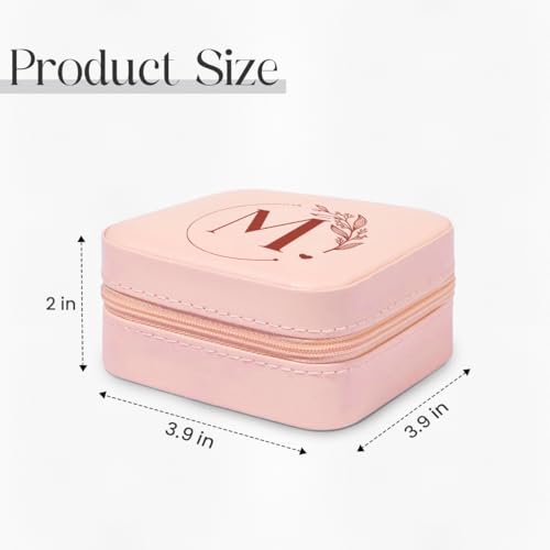 SANDJEST Travel Jewelry Case Letter M Monogrammed & Canvas Tote Bag with Initial2