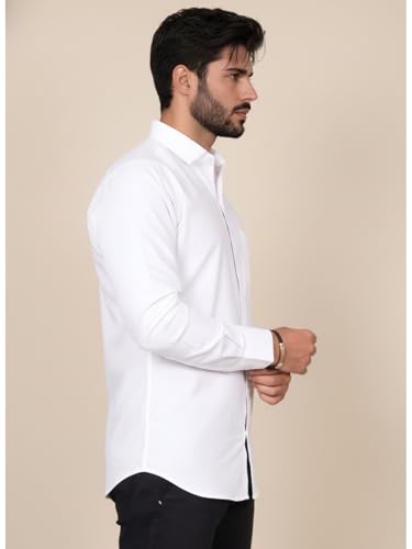Image of Full Sleeve Black Formal Shirt for Men Cotton Regular Fit Casual - Pure Premium Branded Shirts for Men Formal Stylish Slim Plain Solid Man Wear as Office and Party
