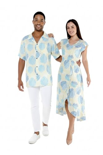 Image of Matchable Couple Hawaiian Shirt or Wrap Dress Signature Prints Rafelsia