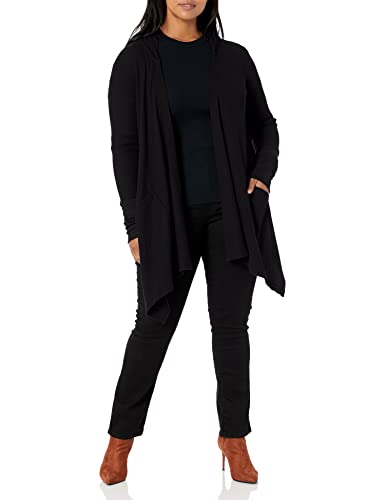 Splendid womens Thermal Wrap Hooded Cardigan Sweater, Black, XX