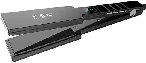 K&K Nano Hair Straighteners Wide Plates, Adavance Ceramic Coated Plates Digital Display Ultra-Fast Heat Up 80-230 °C Auto Safety Shut Off Plancha De Pelo Dual Voltage UK Plug, for Thick Hair