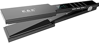 K&K Nano Hair Straighteners Wide Plates, Adavance Ceramic Coated Plates Digital Display Ultra-Fast Heat Up 80-230 °C Auto Safety Shut Off Plancha De Pelo Dual Voltage UK Plug, for Thick Hair