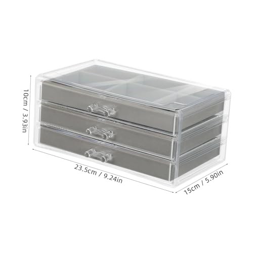 Porte-bijoux COLLBATH compact en plastique gris avec tiroir amovible