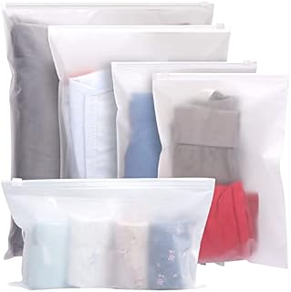FYY 25PCS Frosted Resealable Bag, Plastic Zip-lock Seal Clothes BagsHospital Bag Maternity, Travel Space Saver Storage Waterproof Luggage Organiser Pouch for Clothes Garment School Trip Home