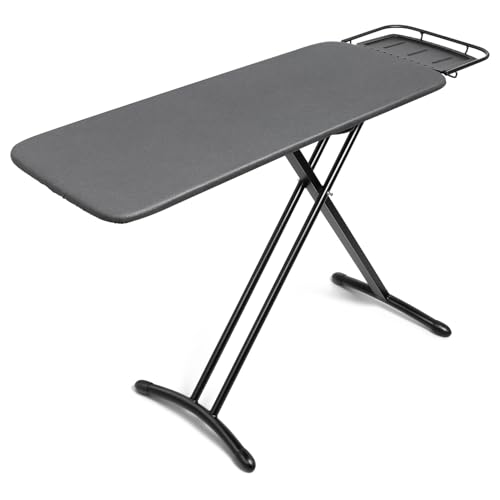 Duwee Extra Large Wide Ironing Board, Deluxe Ironing Boards for Steam Generator Iron, Heavy Duty Iron Board with Adjustable Height, Sturdy Legs, Black, 117 x 46 cm