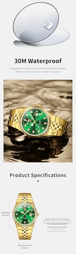 Image of OLEVS Mens Watches Luxury Diamond Calendar Stainless Steel Male Watches Business Dress Waterproof Luminous Fashion Watch for Men