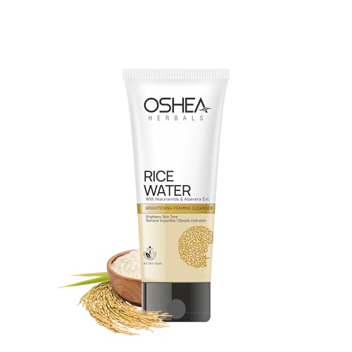 Image of Oshea Herbals Rice Water Brightening Foaming Cleanser for Women & Men | Removes Impurities, Boosts Hydration & Brightens Skin | Enriched with Niacinamide & Aloe Vera | All Skin Types - 100 ml