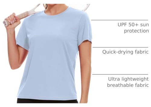 Image of 6 Pack Workout Tops for Women Short Sleeve Athletic Quick Dry T Shirts | Lightweight, Quick Dry, UPF UV Protection, Breathable, Crew Neck Tee, for Tennis, Yoga, Running, Gym, Fitness, Daily Wear