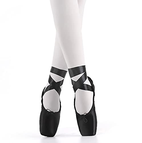 TangDao Girl's Professional Canvas Ballet Dance Toe Shoes Professional Satin Pink Ballet Pointe Ballet Flats Shoes with Ribbons2