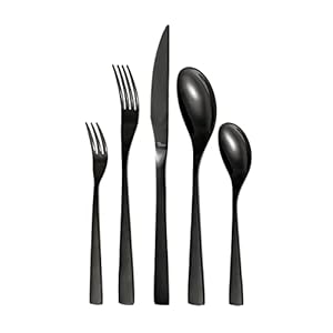 Otto Koning – Berlin Cutlery Set for 4 People Black Cutlery Set 20 Pieces Titanium Black Plated and Highly Polished Stainless Steel Thickness 4 mm and Steak Knife Modern Cutlery for 4 Guests