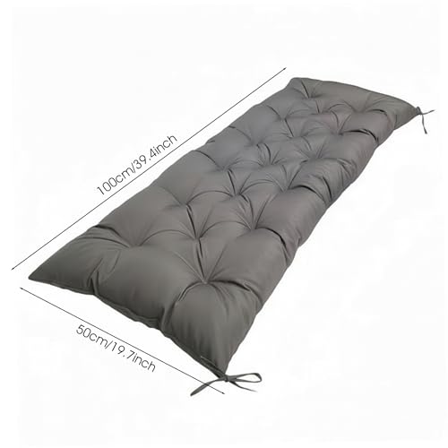 Coussin de banc d extérieur gris foncé imperméable de 100x50 cm avec sangles - 7