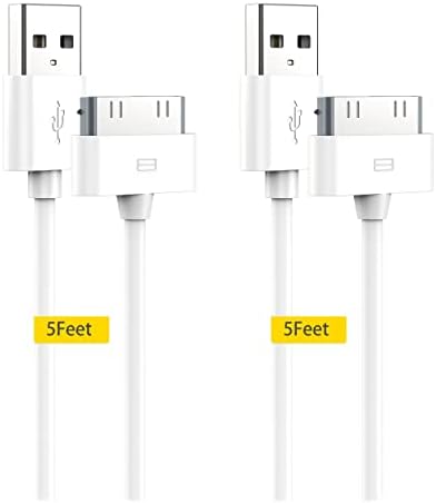 iPhone 4 4s Charger Cable iPad Charger, 2Pack 5 Feet Certified 30-Pin USB Charging Cable Compatible for iPad 1/2/3, iPhone 4/4S, iPhone 3G/3GS, iPod nano 5th/6th generations and iPod Touch 3rd/4th generations