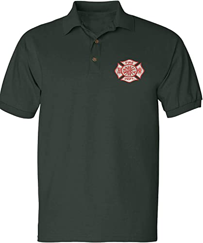 ALLNTRENDS Men's Polo T Shirt Fire Department Embroidered Firefighter Top USA Gift
