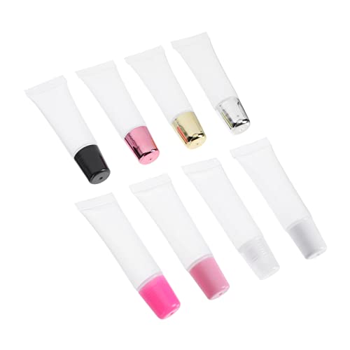 MUCKLILY 8pcs Candy Color Lip Gloss Tubes 15ml Lipstick DIY Containers Wand Applicator for Travel and Daily Use