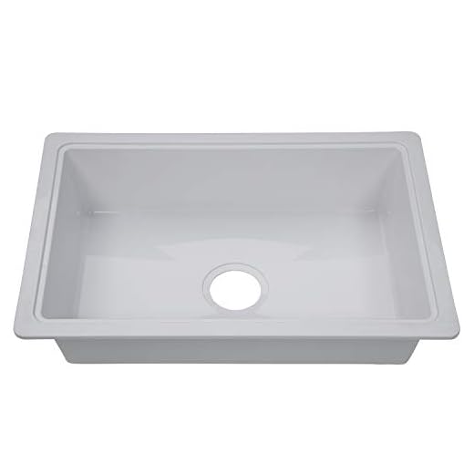 Lippert RV Single Kitchen Galley Sink - 25" x 17" x 6.6" White ABS Plastic for 5th Wheel, Travel Trailer, Camper