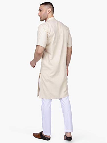 Image of Rajubhai Hargovindas Men's Premium Cotton Half Sleeve Solid Kurta