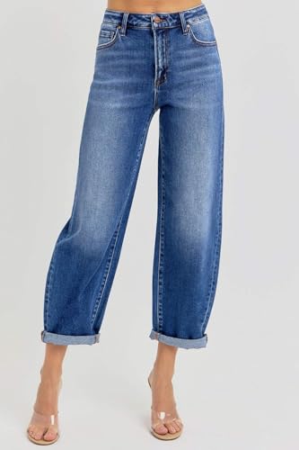 SALT TREE Risen Jeans - High Rise Crop Barrel Jeans - PGA210244