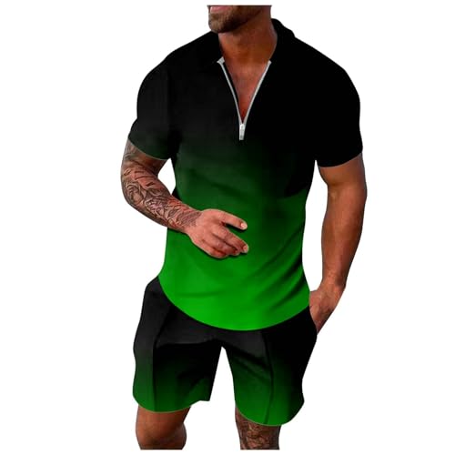 Haut léger à zip et short en tissu doux ensemble décontracté homme