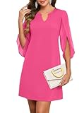 oten Cocktail Dress for Women Elegant Flutter Sleeve 2026 Formal Wedding Guest Evening Party A-Line Dresses Hot Pink X-Large