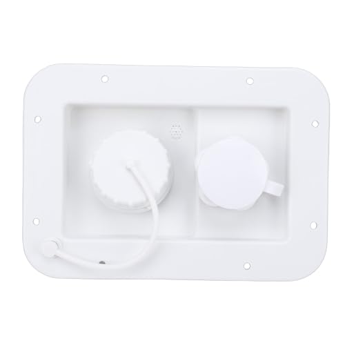 Asixxsix Plat de Remplissage d'eau par gravité City, Entrée de Trappe d'eau Marine pour Remorque de Camping-Car avec Clapet Anti-Retour et Double Entrée, pour Le Remplissage du Réservoir (White)