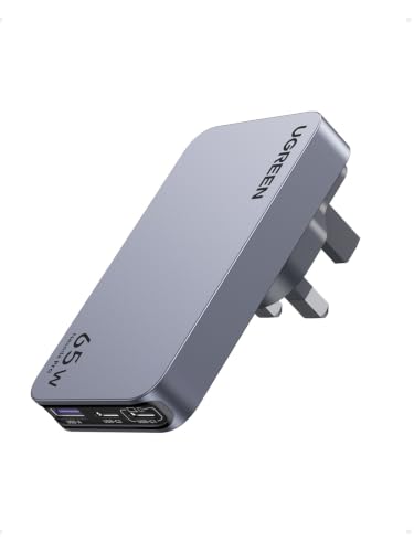 UGREEN Nexode Pro 65W USB-C Charger,Travel Adapter with UK/EU Plug GaN II 3-Port Ultra-Slim Type C Fast Wall Charge Laptop Charging Compatible for MacBook Air,Dell XPS,iPad, iPhone 17,Galaxy S25 Ultra