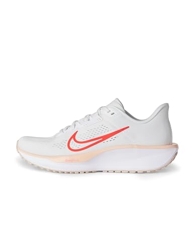 Nike Women's Quest 6 Road Running Shoes, White/Bright Crimson-Washed Coral, 9