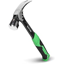 HURRICANE 20 oz Claw Hammer with Magnetic Nail Holder, Straight Rip Claw Hammer with Shock-Absorbing Handle, Heavy Duty One-piece Forged Hammer