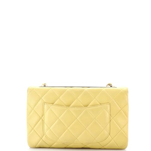 Pre-Loved Trendy CC Flap Bag Quilted Lambskin Medium, Yellow3