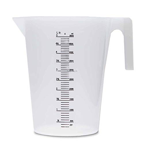 Messbecher PP 5 l transparent Ausgießer für Schmierstoffe Chemikalien Felgenreiniger und auch Lebensmittelecht