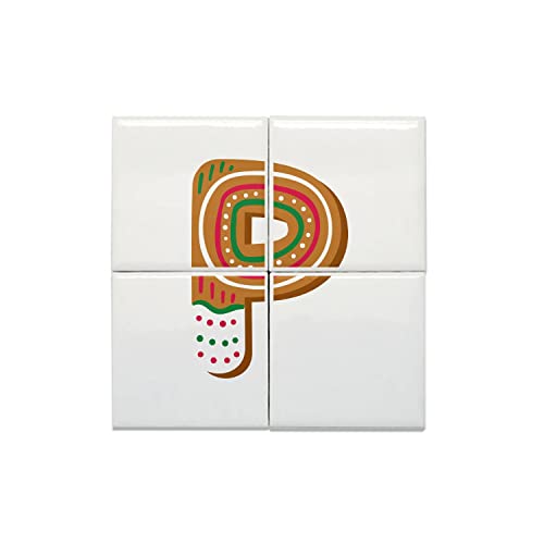 Carreaux céramique décoratif alphabet 15,2 cm prénom Noël enfant lot de 4