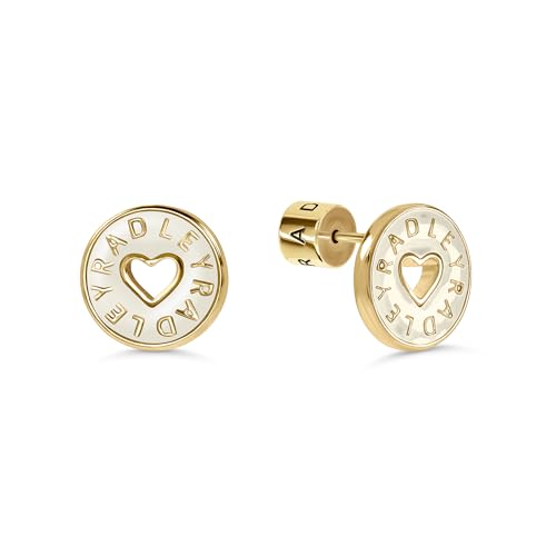 Radley Womens Gold Plated Salt Enamel Heart Cut Out Earrings