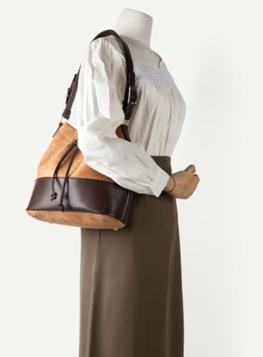 Suede Bucket Bag for Women The Spring Fashion Matte Finish Shoulder Bag Crossbody Purse Work Casual Tote Handbag2