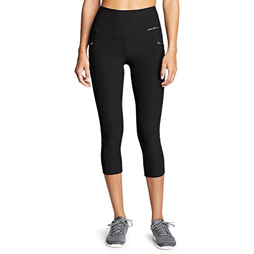 Eddie Bauer Women's Trail Tight Capris - High Rise, Black, Large #TOP3