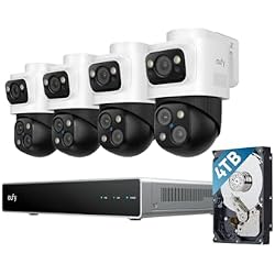 eufy Security 4K NVR Security Camera System S4 Max, 4TB HDD,POE Wired, 24/7 Recording, Triple Lens Bullet-PTZ Cam, 360° PTZ, Up to 16CH, Cross-Cam Tracking, 8× Auto Zoom, Smart Video Search