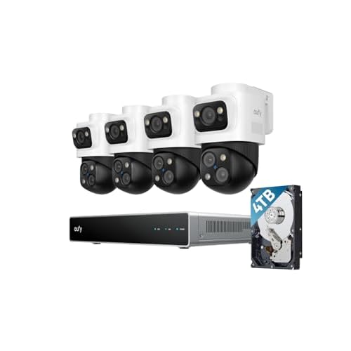 eufy 4K NVR Security Camera System S4 Max, 4TB HDD,Power Over Ethernet, Wired, 24/7 Recording, Triple Lens Bullet-PTZ Cam, 360° PTZ, Up to 16CH, Cros
