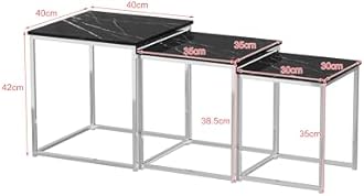 Rainbow Tree Set of 3 Nesting Coffee Tables Black Marble for Living Room, High Gloss Nest of 3 Nested Tables Sofa Side Table Coffee Table End Tables Space Saving