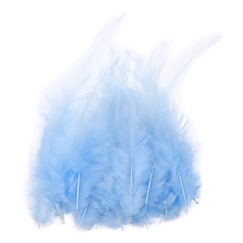 PATIKIL Plumas Colores de Gallo de 10-15cm, Paquete de 100 Plumas Naturales a Granel para Manualidades Plumas Coloridas y Esponjosas para Atrapasueños Trabajo Manual Ropa Boda Azul Cielo